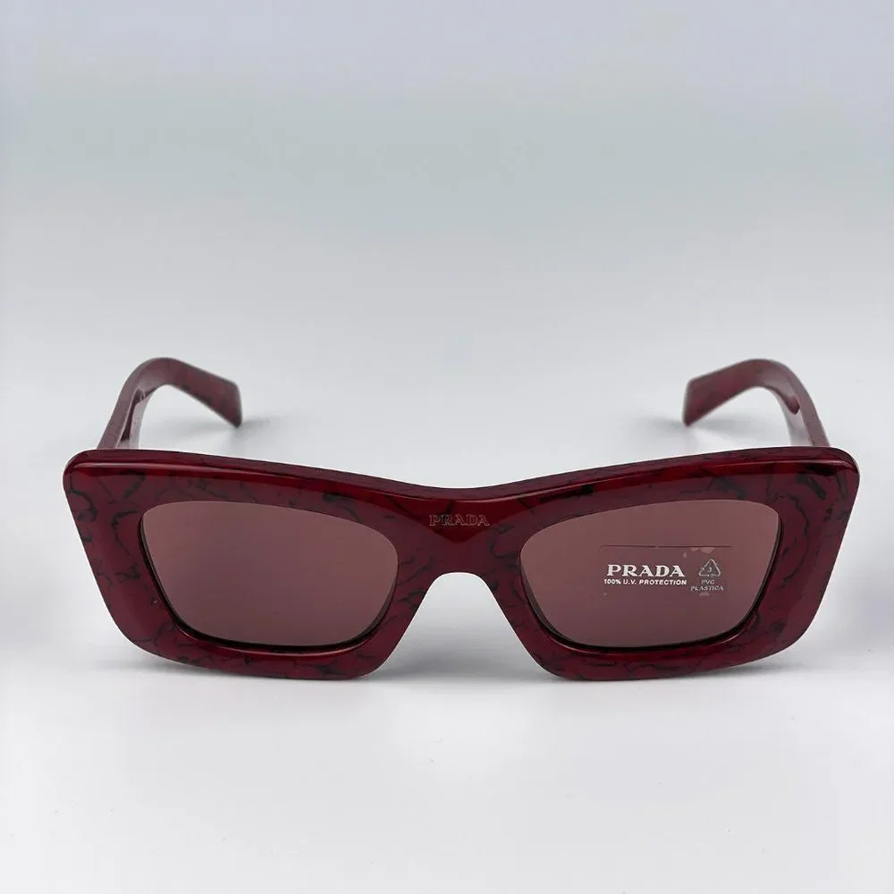 Prada PR13ZS 15D08S Sunglasses Etruscan Marble Red Dark Violet Cat Eye Women - Picture 10 of 15